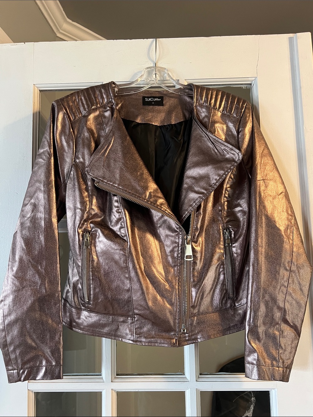 Suko Jeans Metallic Bronze Moto Jacket - Women's